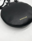 Bandolier Black Leather Mini Round Crossbody Bag