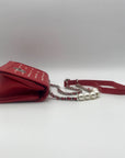 Badgley Mischka Red Quilted Faux Leather And Pearl Crossbody