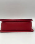 Badgley Mischka Red Quilted Faux Leather And Pearl Crossbody