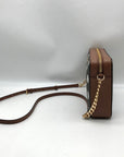 Michael Kors Brown Coated Canvas Jet Set Polkadot Crossbody Bag