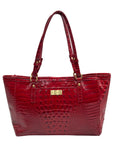 Brahmin Regal Red Mebourne Croc Embossed Asher Tote