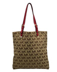 Michael Kors Tan & Brown Monogram Jacquard Canvas Tote Bag