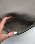 Michael Kors Gray Pebbled Leather Mott Crossbody Bag