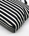 Kate Spade Black & Clotted Cream Striped Nylon Watson Lane Maya Tote Bag
