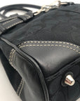 Coach Black Signature Canvas Hampton Belted Satchel Bag