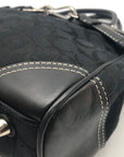 Coach Black Signature Canvas Hampton Belted Satchel Bag