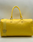 Privata Yellow Croc-EmbossedTravel Duffel Bag