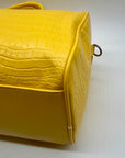 Privata Yellow Croc-EmbossedTravel Duffel Bag