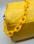 Privata Yellow Croc-EmbossedTravel Duffel Bag