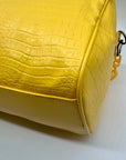 Privata Yellow Croc-EmbossedTravel Duffel Bag