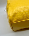 Privata Yellow Croc-EmbossedTravel Duffel Bag