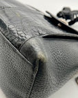 Brighton Black Pebbled Leather And Croc-Embossed Shoulder Bag