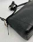 Brighton Black Pebbled Leather And Croc-Embossed Shoulder Bag