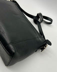 Brighton Black Pebbled Leather And Croc-Embossed Shoulder Bag