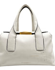 Donna Karan Brilliant White Pebbled Leather Amagansett Convertible Satchel Bag