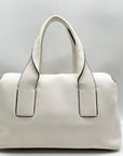 Donna Karan Brilliant White Pebbled Leather Amagansett Convertible Satchel Bag