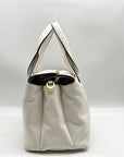 Donna Karan Brilliant White Pebbled Leather Amagansett Convertible Satchel Bag