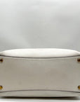 Donna Karan Brilliant White Pebbled Leather Amagansett Convertible Satchel Bag