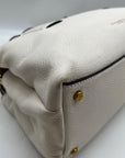 Donna Karan Brilliant White Pebbled Leather Amagansett Convertible Satchel Bag