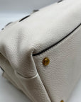 Donna Karan Brilliant White Pebbled Leather Amagansett Convertible Satchel Bag