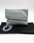 Hammit Baby Blue Suede Fold Over Medium VIP Crossbody Bag