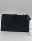 Michael Kors Black Signature Canvas and Leather Double Zipper Wallet Wristlet