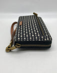 Fossil Black And White Patterned Leather RFID Logan Wallet