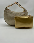 Nina Gold Mesh Mini Bag With Pouch