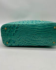 Brahim Teal Croc-Embossed Leather Satchel