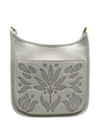 Style & Co White Faux Leather Deco Rose Medium Crossbody Bag