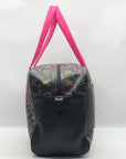 Betsy Johnson Black Quilted Leather Bow And Heart Duffel Bag With Pouch