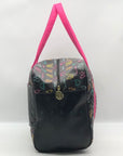 Betsy Johnson Black Quilted Leather Bow And Heart Duffel Bag With Pouch