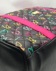 Betsy Johnson Black Quilted Leather Bow And Heart Duffel Bag With Pouch