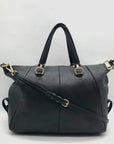 Coach Black Pebbled Leather Prairie Convertible Satchel Bag