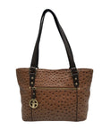 Giani Bernini Brown Embossed Ostrich Leather Handbag