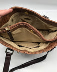 Giani Bernini Brown Embossed Ostrich Leather Handbag