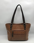 Giani Bernini Brown Embossed Ostrich Leather Handbag