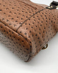 Giani Bernini Brown Embossed Ostrich Leather Handbag