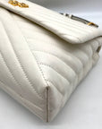Tory Burch Ivory Leather Kira Chevron Convertible Shoulder Bag