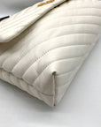 Tory Burch Ivory Leather Kira Chevron Convertible Shoulder Bag