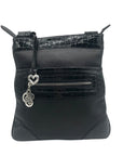 Brighton Black Croc Embossed Shoulder Bag