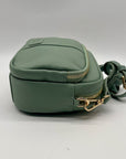 Pom Pom Green Leather Crossbody Bag