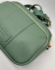 Pom Pom Green Leather Crossbody Bag