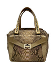 Elaine Turner Black and Beige Snakeskin Embossed Leather Tote