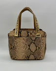 Elaine Turner Black and Beige Snakeskin Embossed Leather Tote