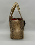 Elaine Turner Black and Beige Snakeskin Embossed Leather Tote