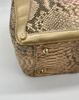 Elaine Turner Black and Beige Snakeskin Embossed Leather Tote