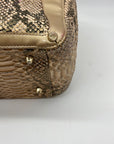 Elaine Turner Black and Beige Snakeskin Embossed Leather Tote