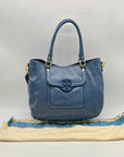 Tory Burch Blue Pebbled Leather Shoulder Bag