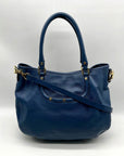 Tory Burch Blue Pebbled Leather Shoulder Bag